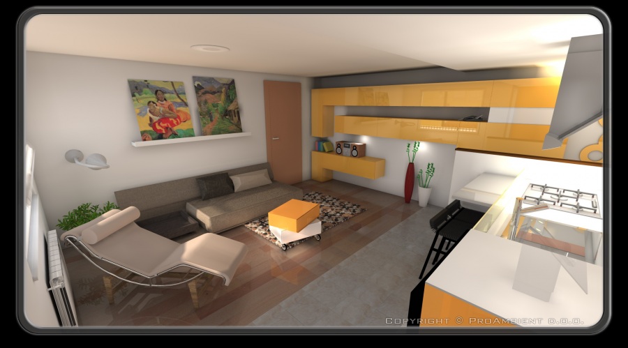 3D izris notranje opreme vizualizacija kuhinja in 
