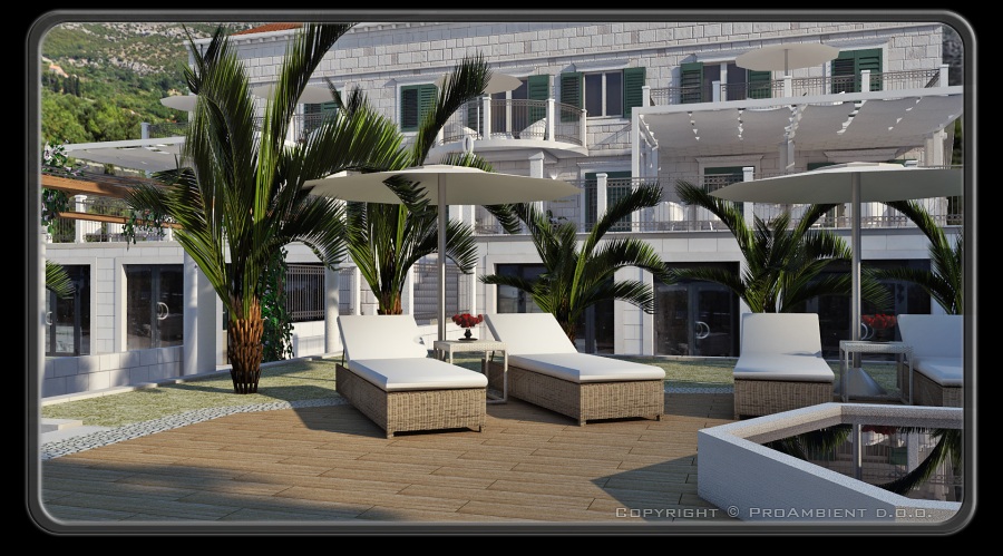 Zunanja ureditev ob vodnjaku.