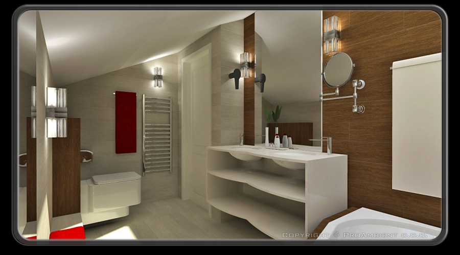 Hotelska kopalnica v mansardi hotela