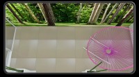 Balkon, fototapeta, ploščice