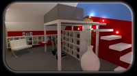 3D Oblikovanje ambienta - spalnica v mansardi - 3D vizualizacija