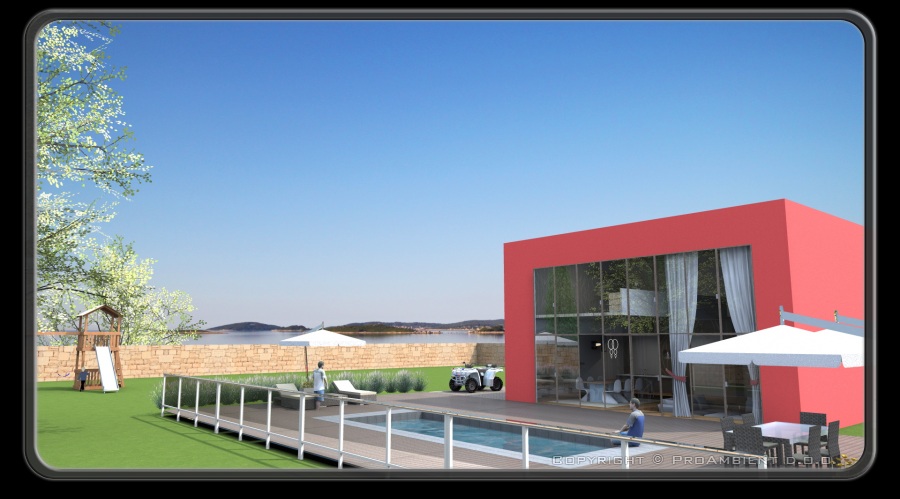 villa al mare col. rosso rendering 3D